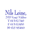 Siden blir redigert og laga av Nils Leine, 2975 Vang i Valdres.